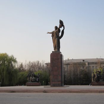 The revolution monument in the center of city